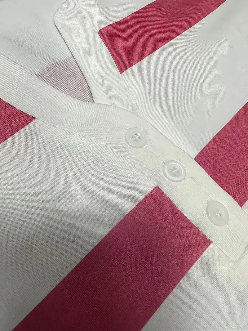 Lovisa™– Randig T-shirt med V-ringning för Dam