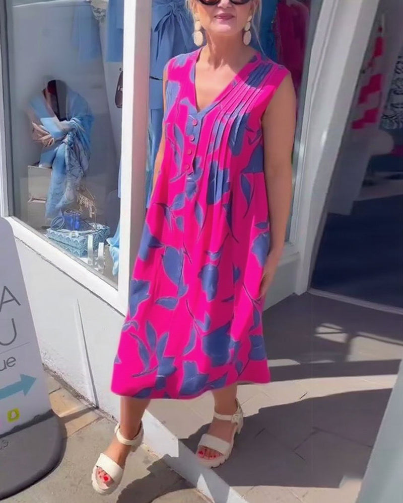 Emma™ – Kvinnors Blommig Ärmös Klänning