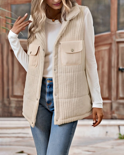 Jas™ - Manchesterrygg Krage Fodrad Väst