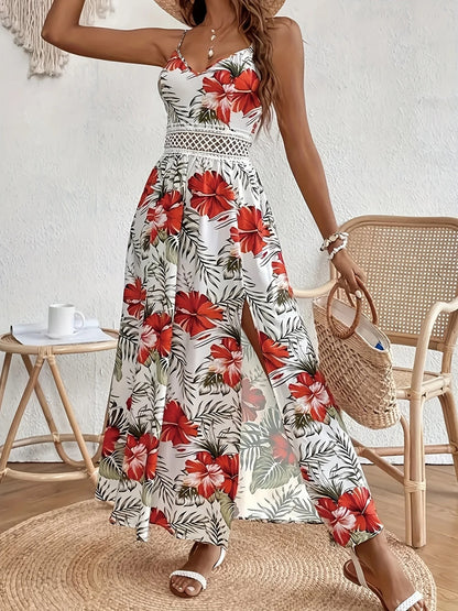 Carina™ -Blommig maxiklänning med V-ringning