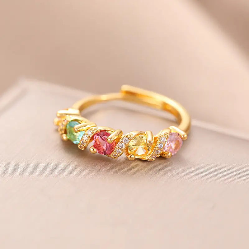 Regnbågsfärgad Strassring | Tillsammans mot Bröstcancer