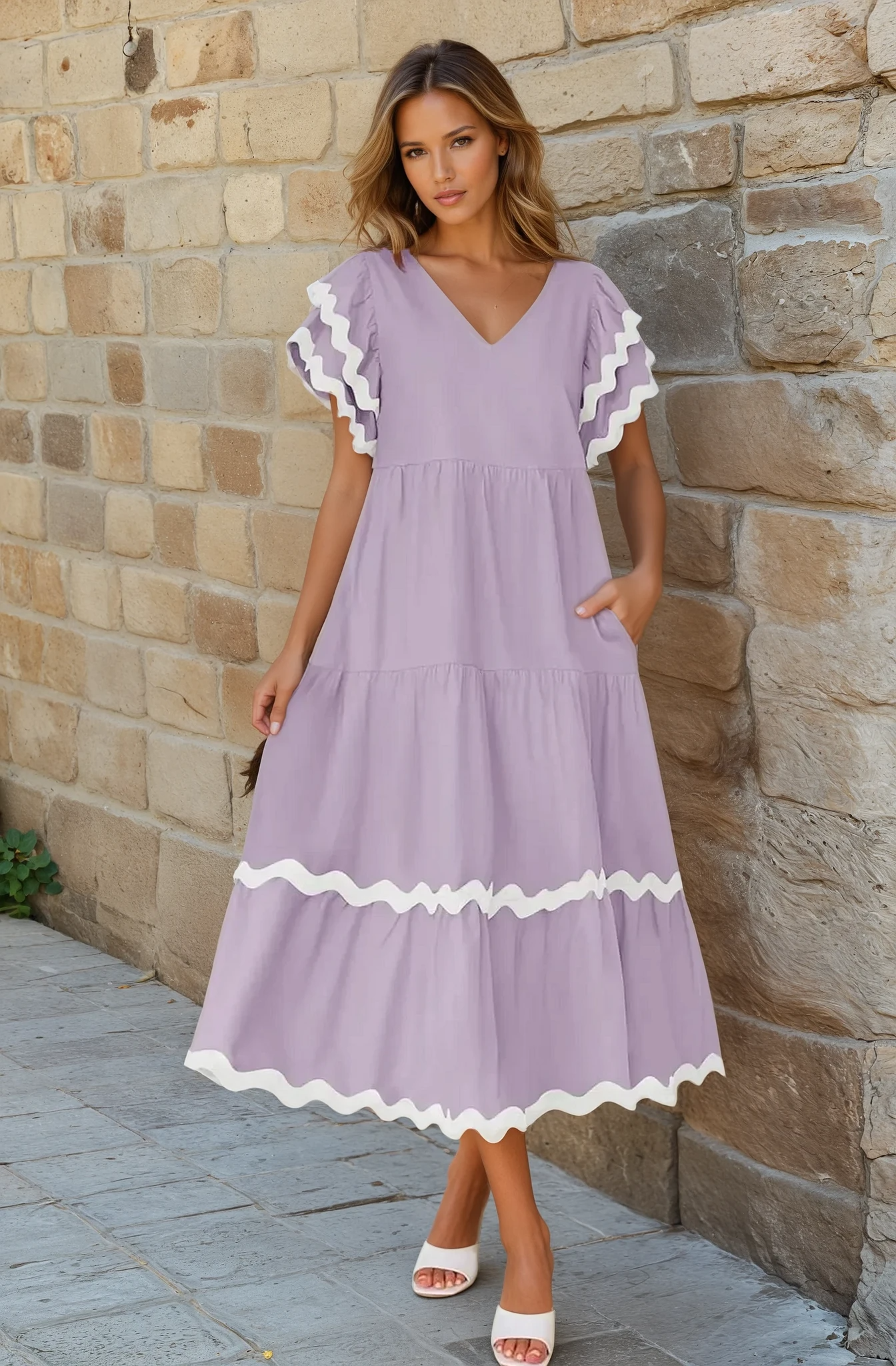 Rose™ – Kvinnors Maxiklänning med Volangärmar