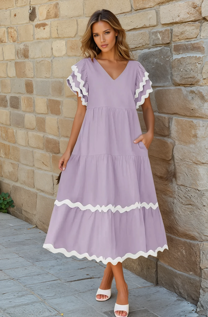 Rose™ – Kvinnors Maxiklänning med Volangärmar