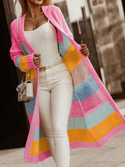 Alros™ - Pastellrandig Stickad Cardigan