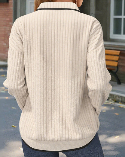 Natalia™ - Halvknapp Avslappnad Tröja