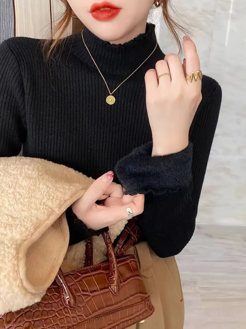 Hög Hals Stickad Tröja | Tillsammans mot Bröstcancer