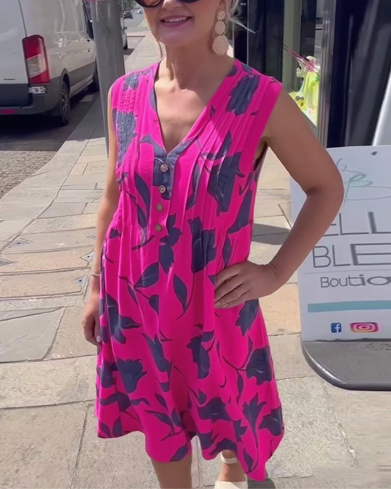 Emma™ – Kvinnors Blommig Ärmös Klänning