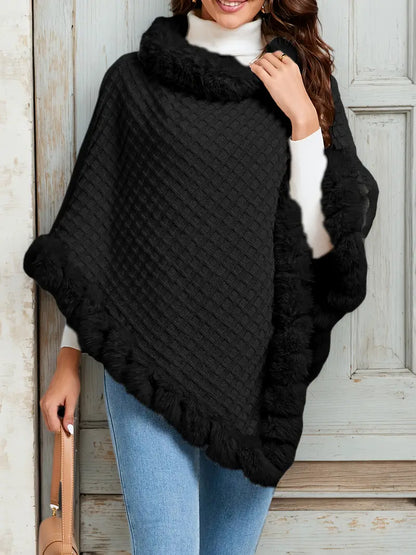 Pälskrage Våfflad Poncho | Tillsammans mot Bröstcancer