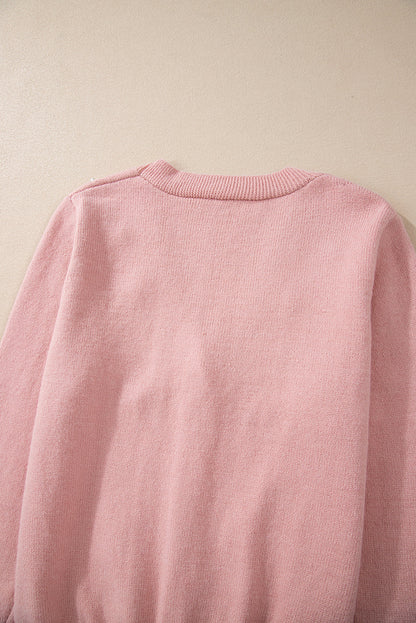 Pink™ – Stickad Kofta med Pärlknappar