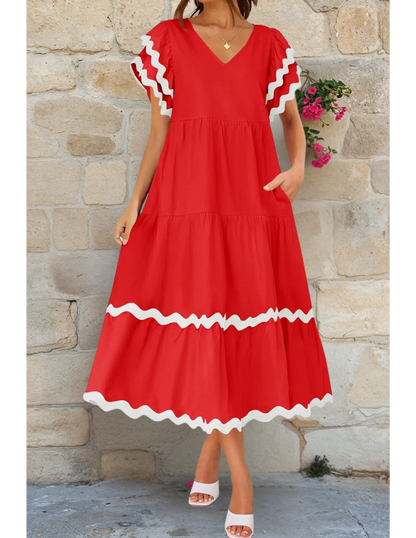 Rose™ – Kvinnors Maxiklänning med Volangärmar