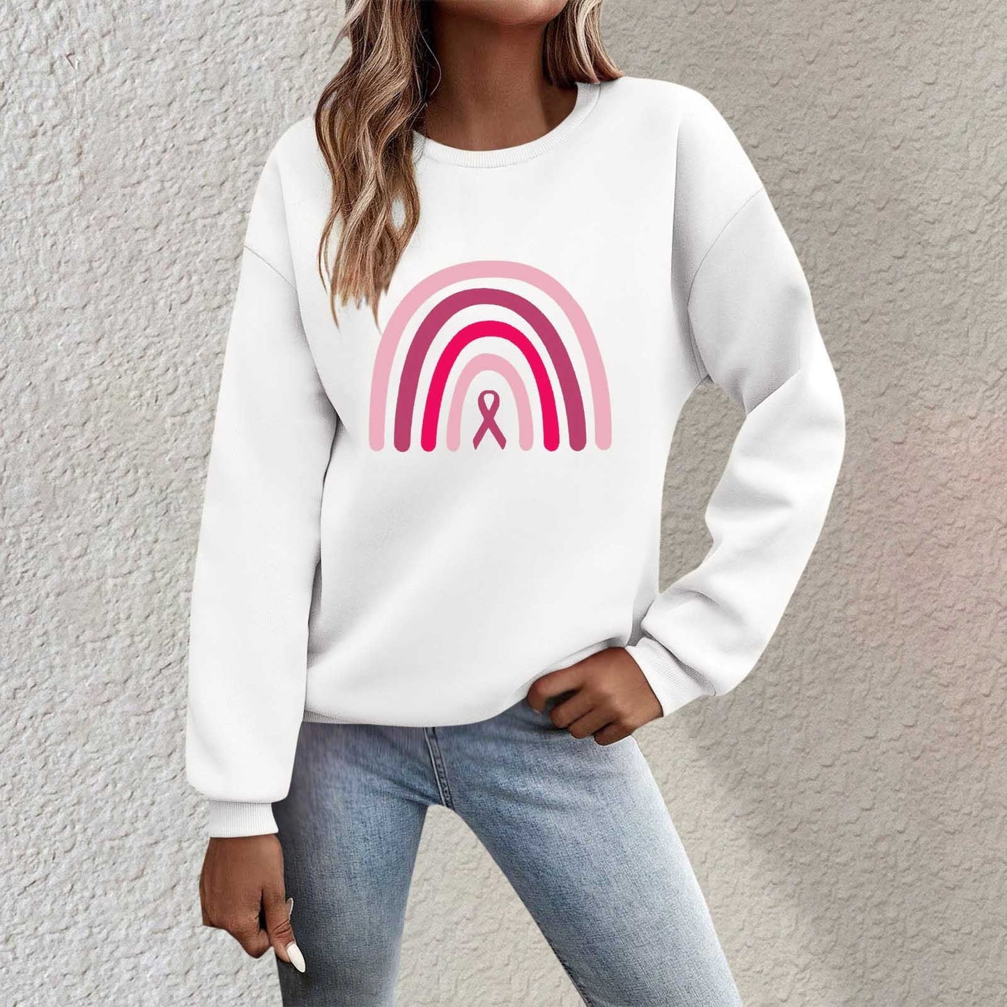 Rosa Band Regnbåge Sweatshirt | Tillsammans mot Bröstcancer