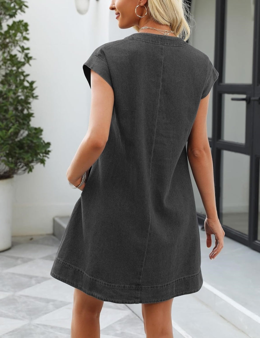 Nessa™ - Veckad Jeansklänning för Dam