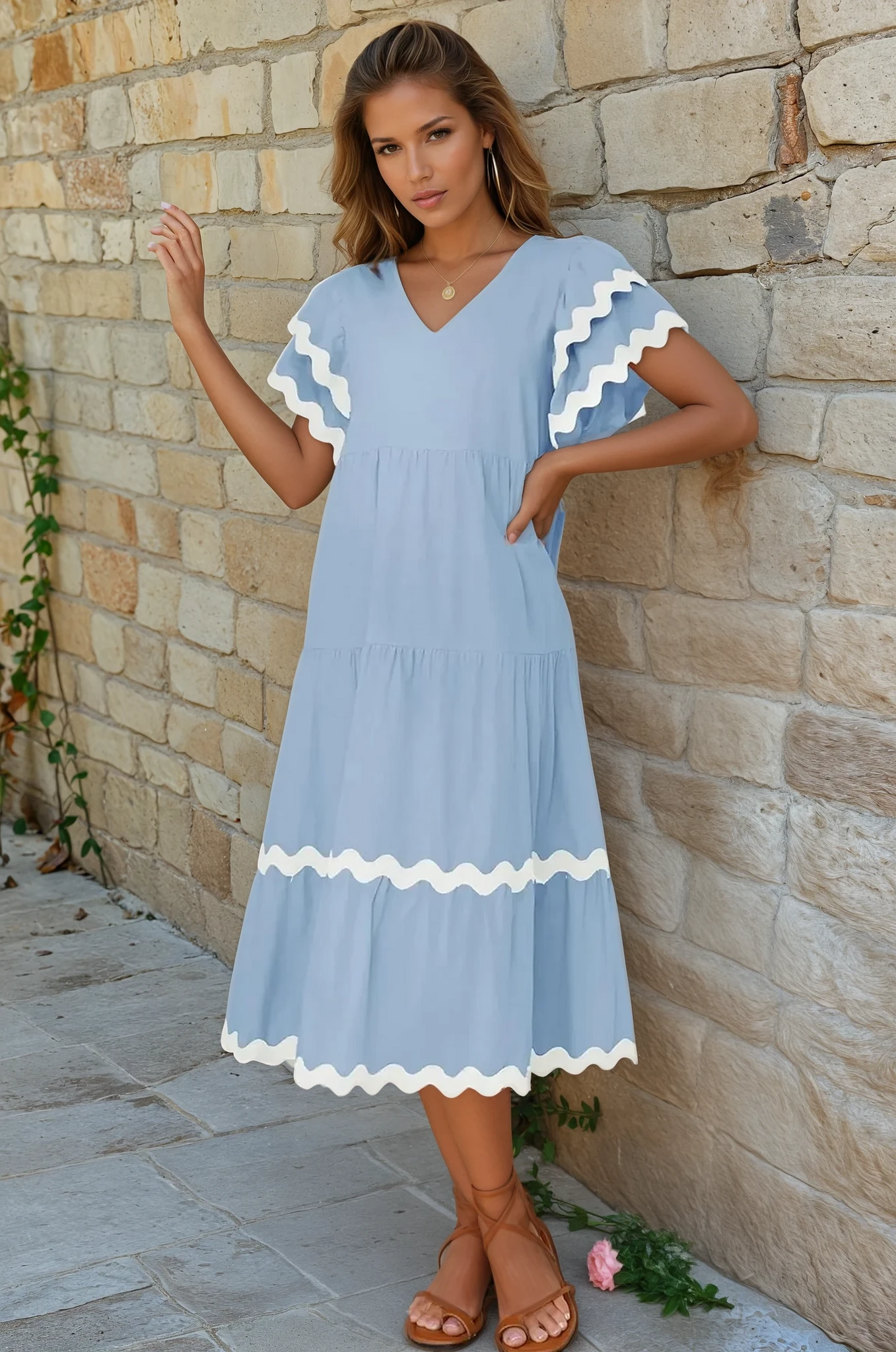 Rose™ – Kvinnors Maxiklänning med Volangärmar