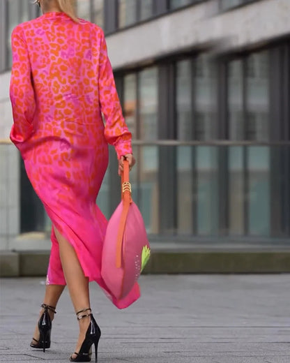 Adela™ - Elegant Leopard Långklänning