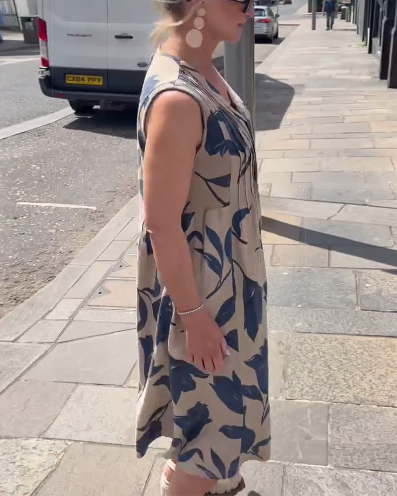 Emma™ – Kvinnors Blommig Ärmös Klänning