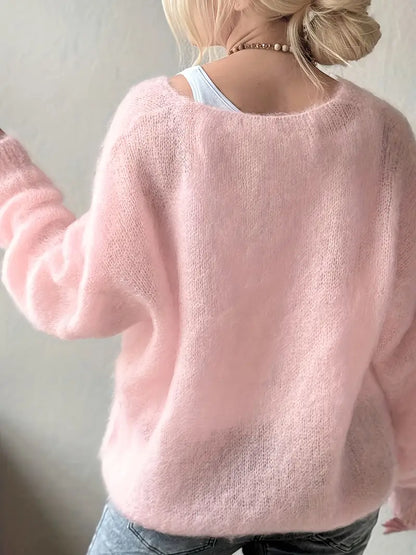 Mjuk V-ringad Tröja | Tillsammans mot Bröstcancer