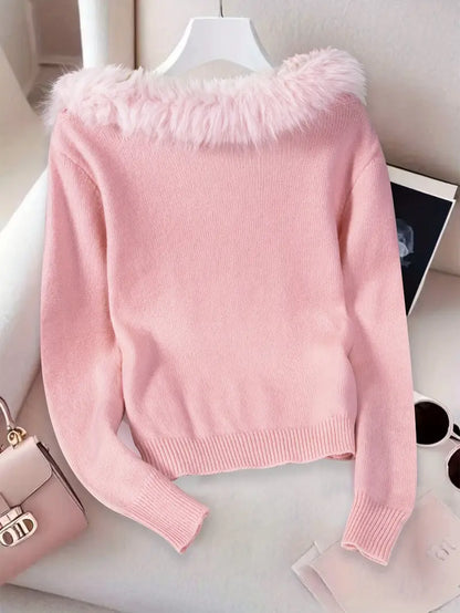 Axelbandslös Tröja Fuskpäls | Tillsammans mot Bröstcancer