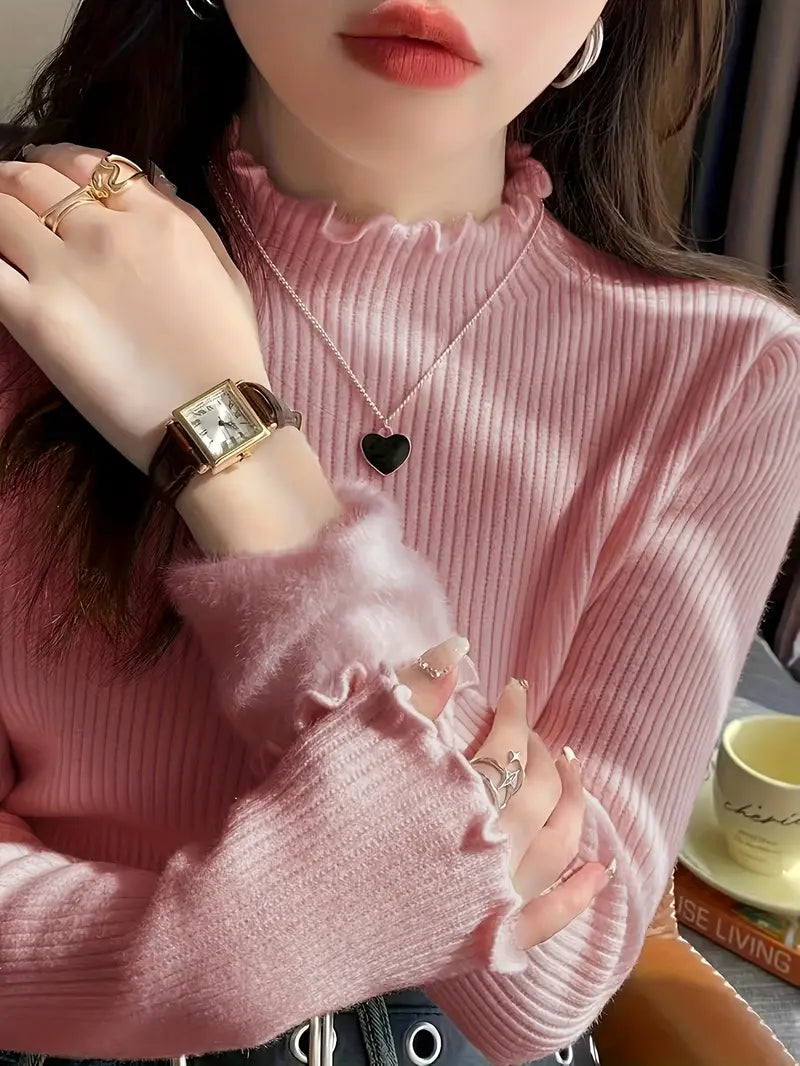 Hög Hals Stickad Tröja | Tillsammans mot Bröstcancer