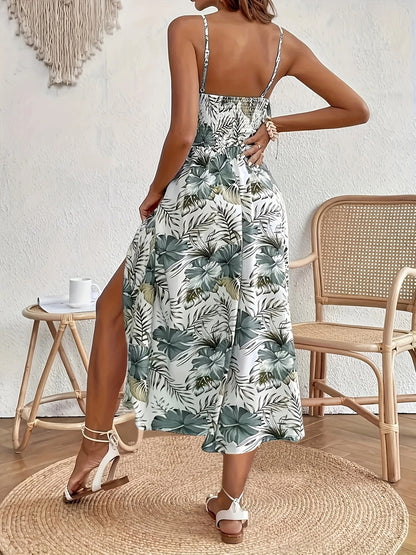 Carina™ -Blommig maxiklänning med V-ringning