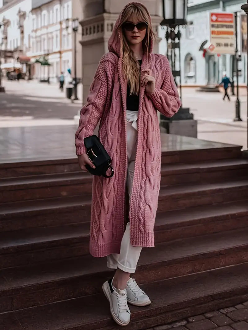 Lång Stickad Kofta | Tillsammans mot Bröstcancer