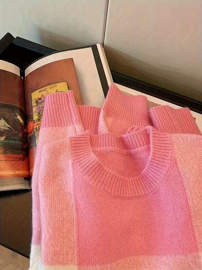 Rutig Stickad Tröja | Tillsammans mot Bröstcancer