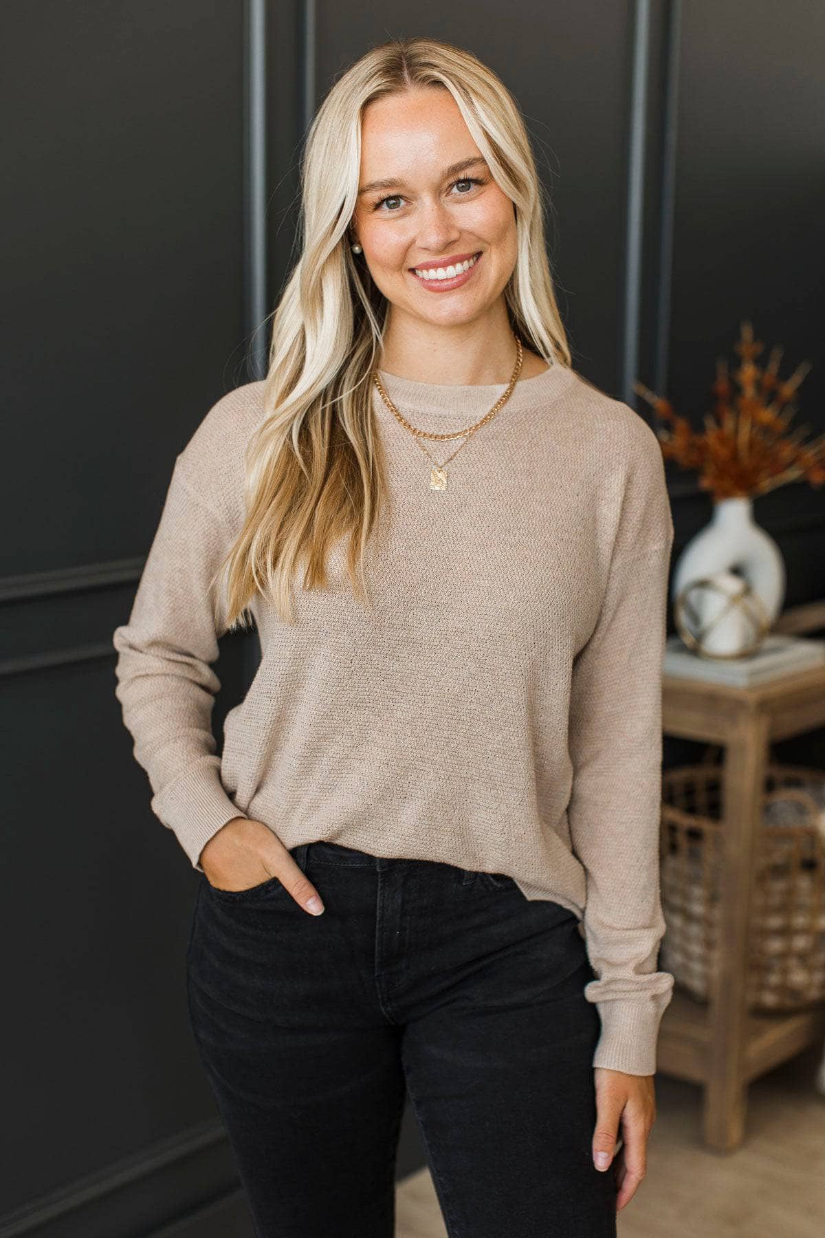 Hanna™ - Långärmad Stickad Tröja