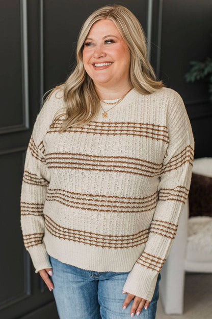 Hedda™ - Randig Stickad Tröja