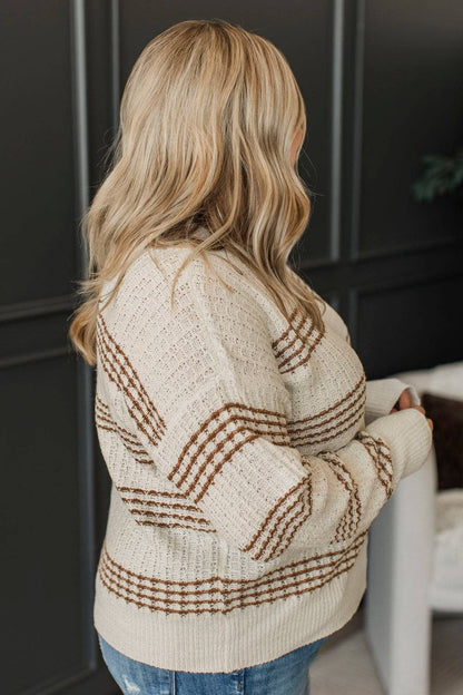 Hedda™ - Randig Stickad Tröja