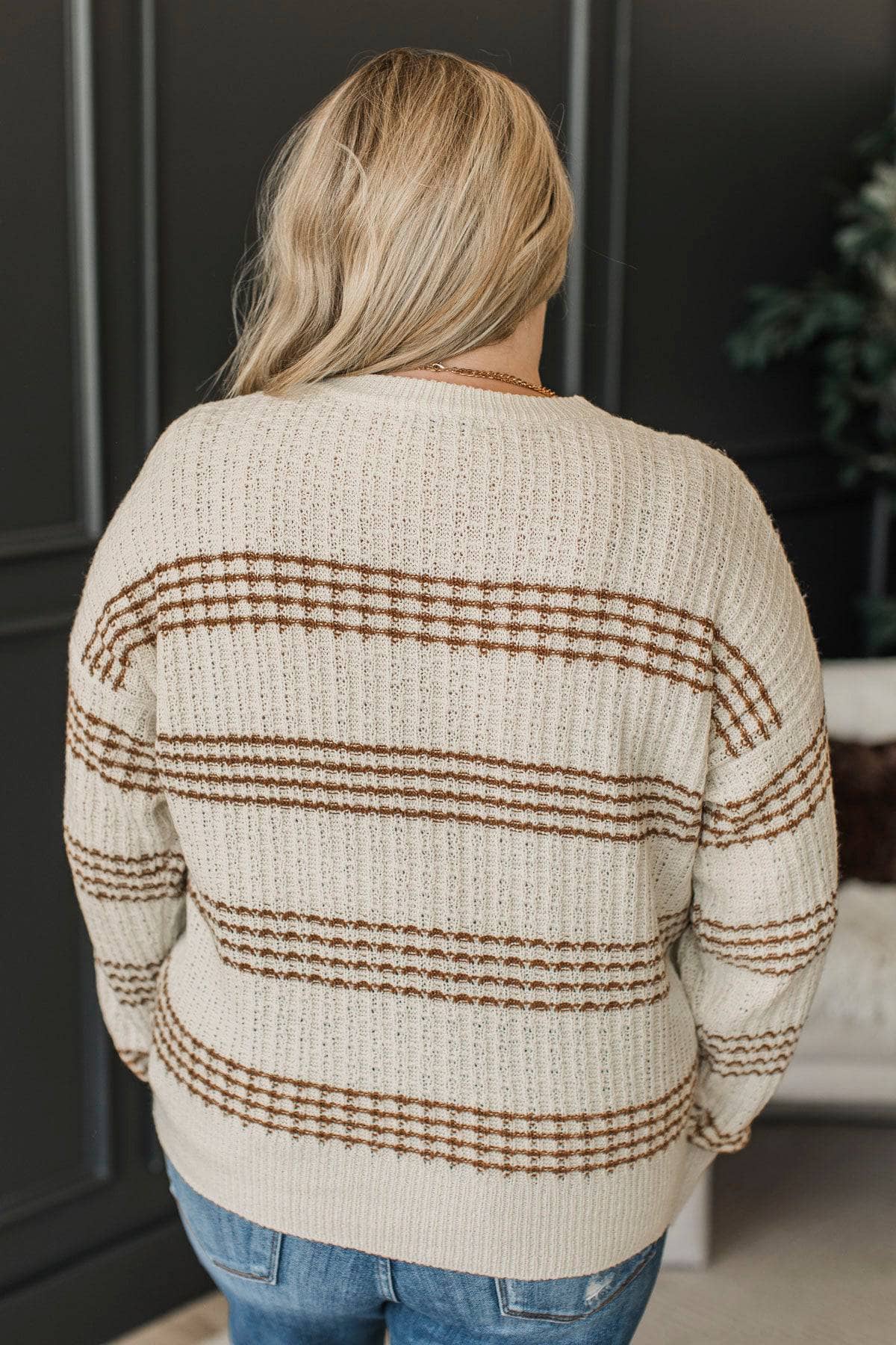 Hedda™ - Randig Stickad Tröja