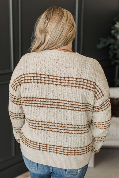 Hedda™ - Randig Stickad Tröja