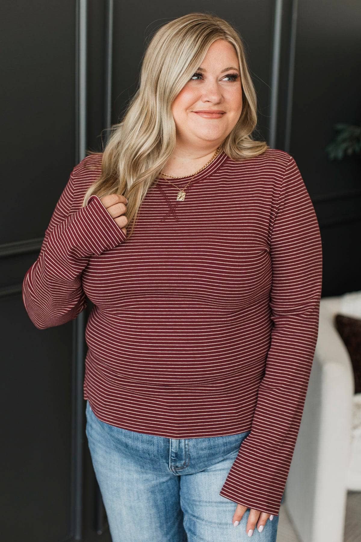 Signe™ - Långärmad Randig Topp