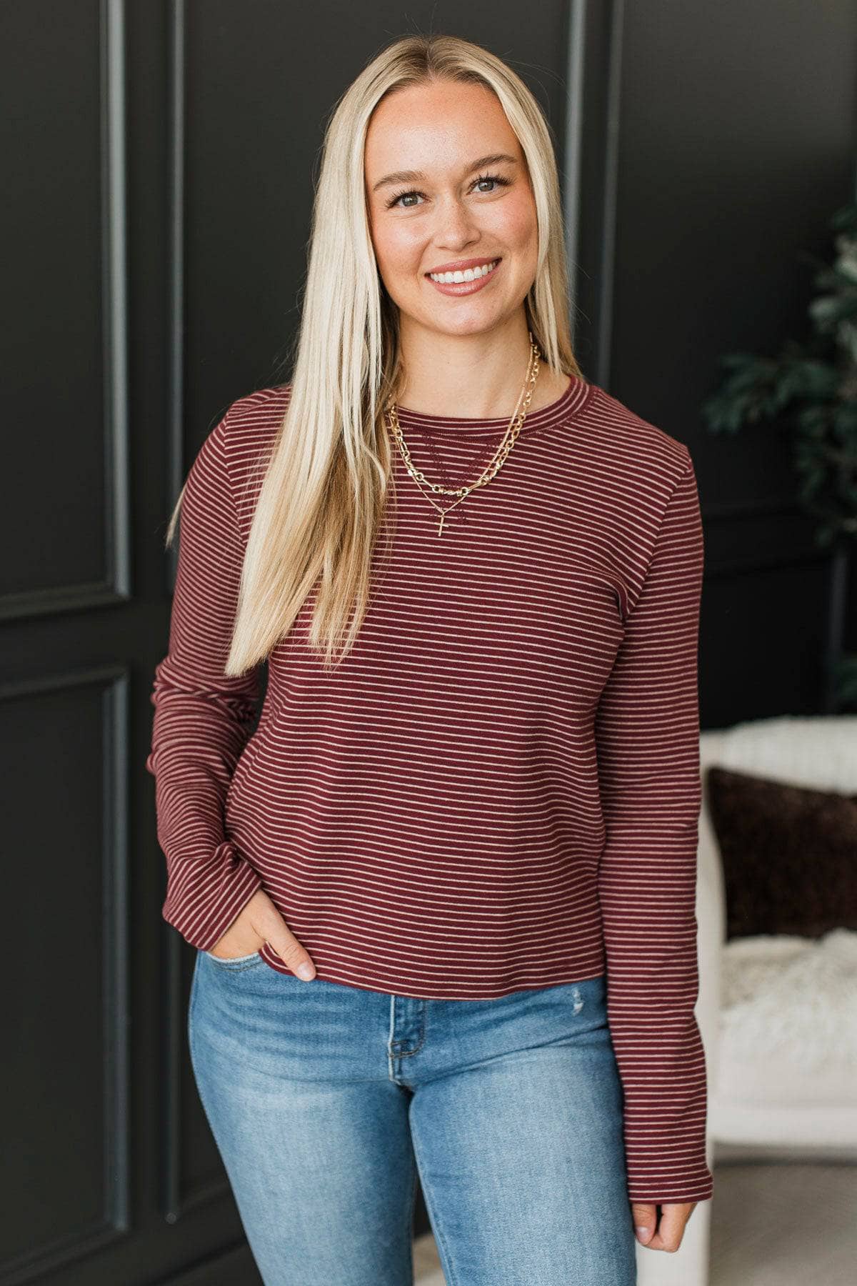 Signe™ - Långärmad Randig Topp