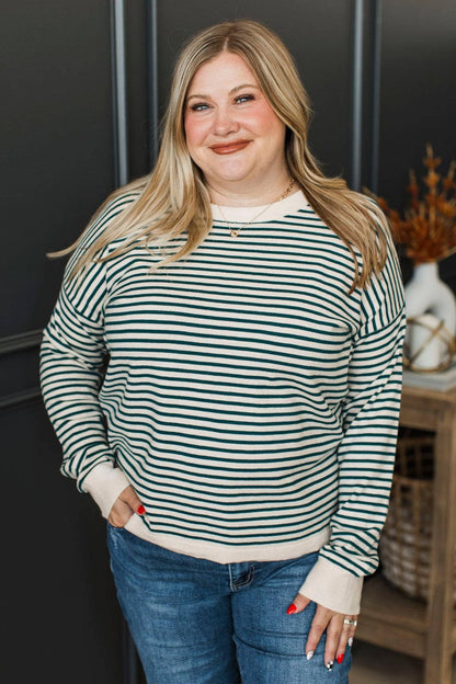 Freja™ - Randig Stickad Tröja