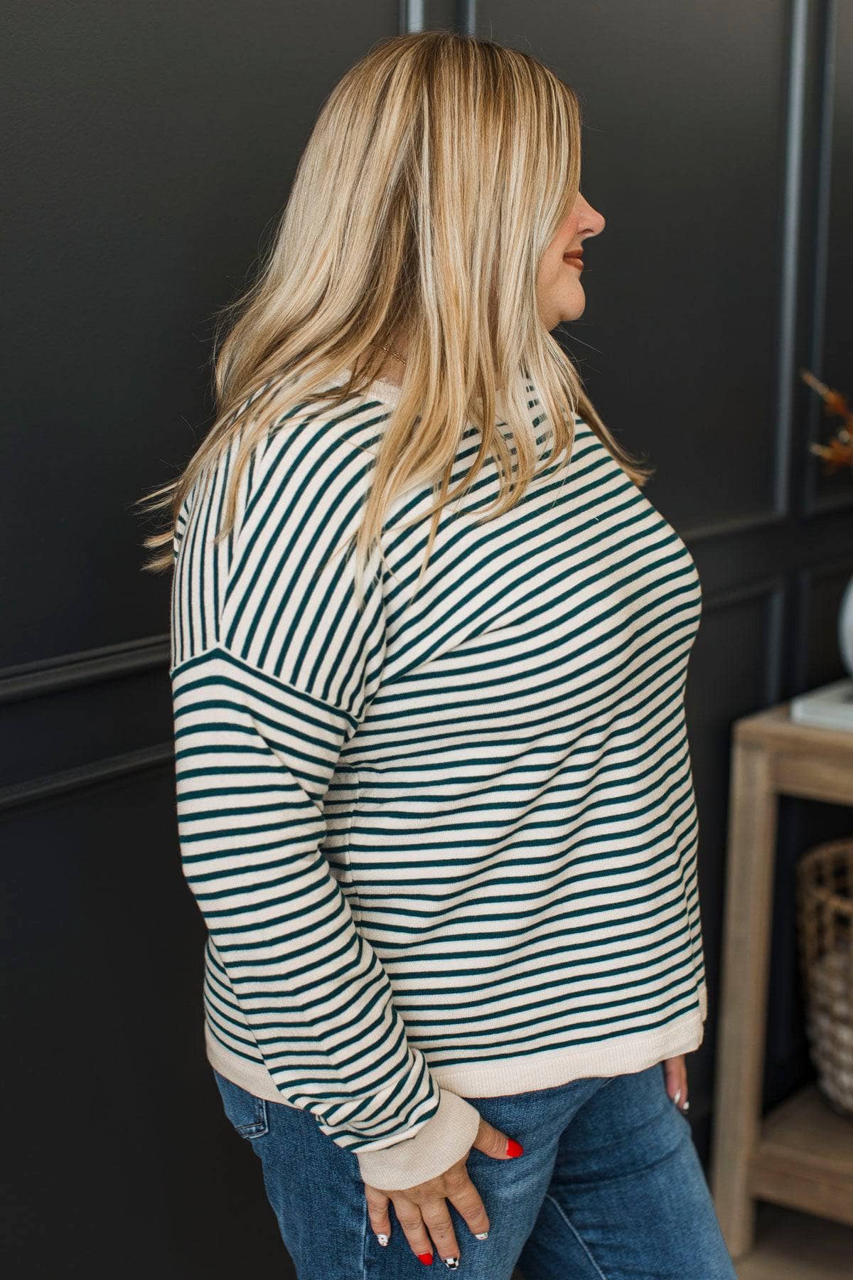 Freja™ - Randig Stickad Tröja