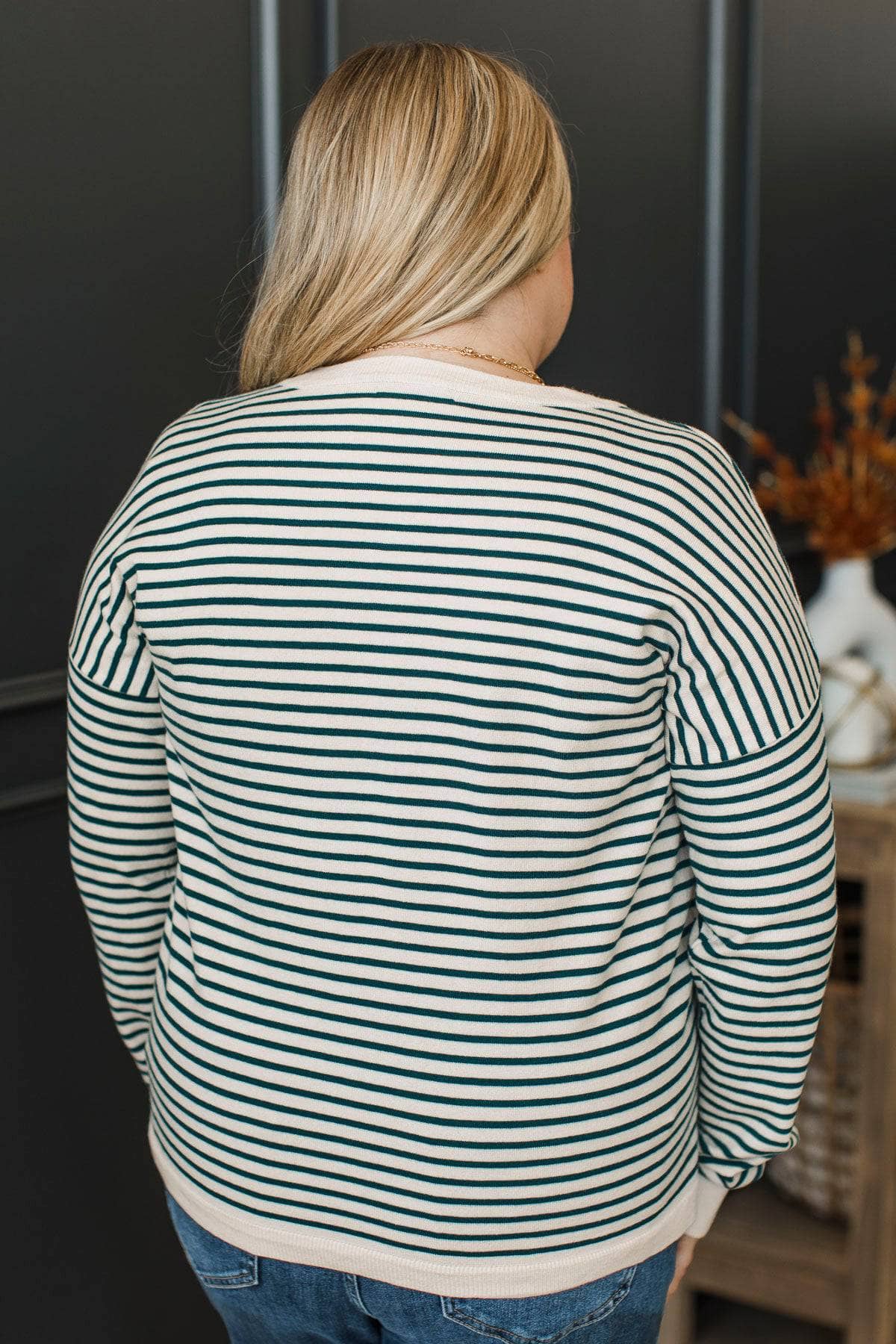 Freja™ - Randig Stickad Tröja