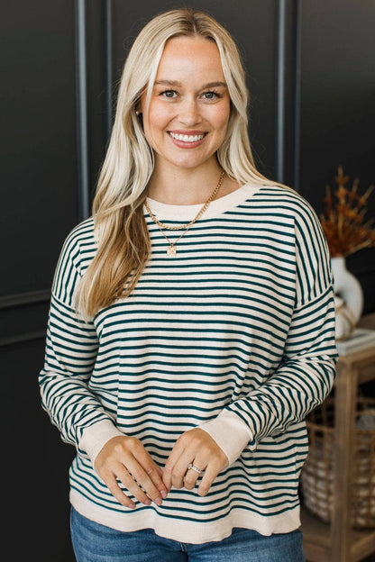 Freja™ - Randig Stickad Tröja