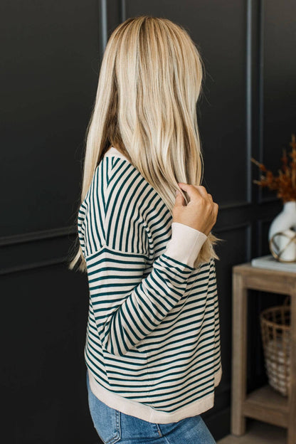 Freja™ - Randig Stickad Tröja