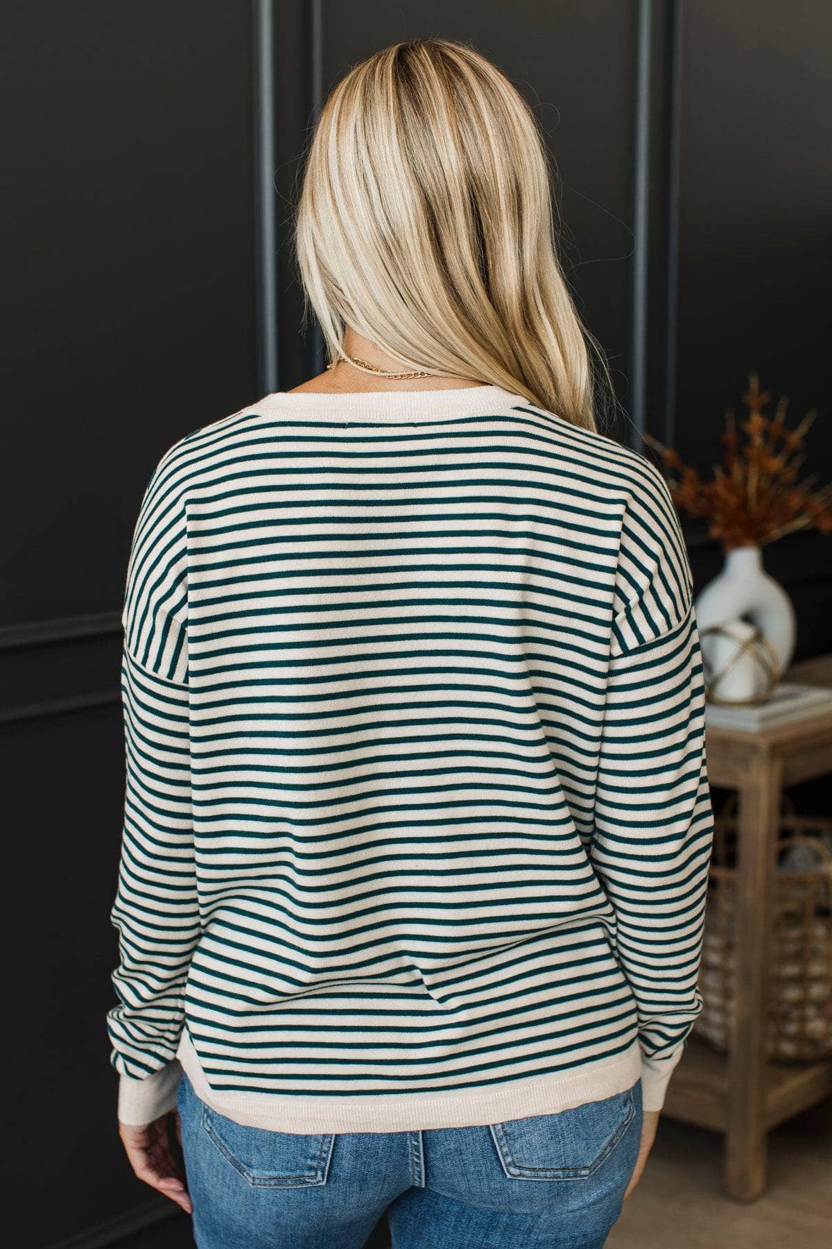 Freja™ - Randig Stickad Tröja