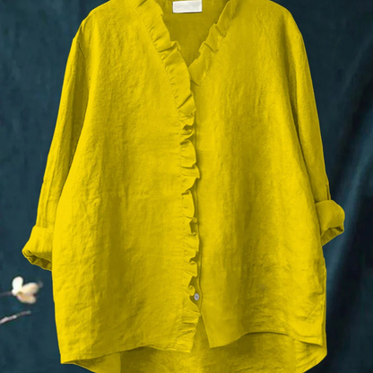 Elin™ - Linneblus med Volanger för Dam