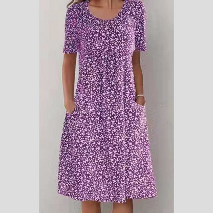 Johanna™ – Blommig Midiklänning för Kvinnor