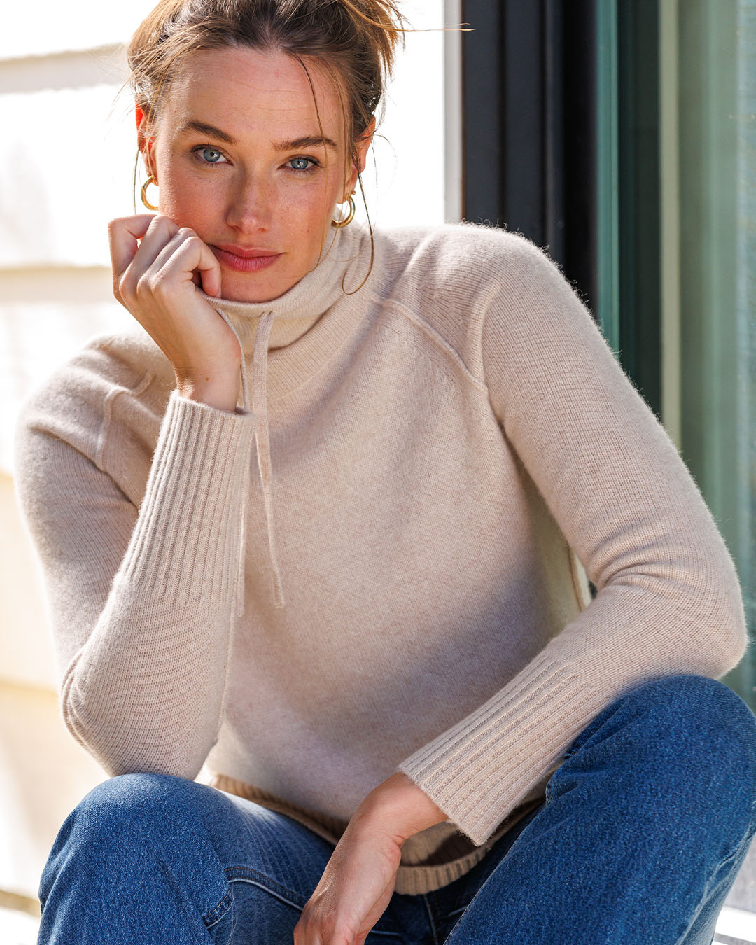 Freja™ - Kashmirtröja med Dragsko och Hög Krage