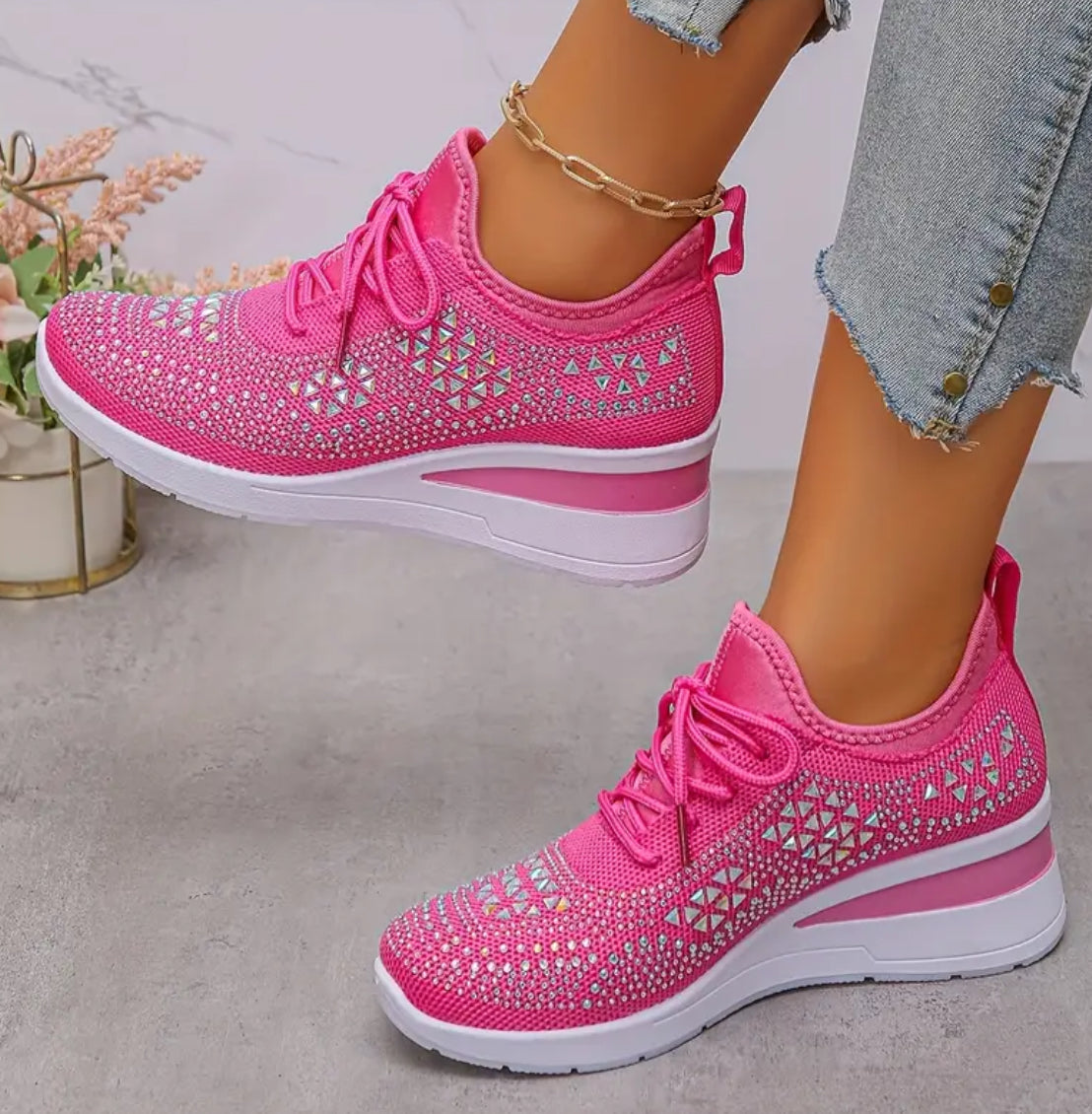 Jane™ – Damens Snörade Sneakers med Tjock Sula