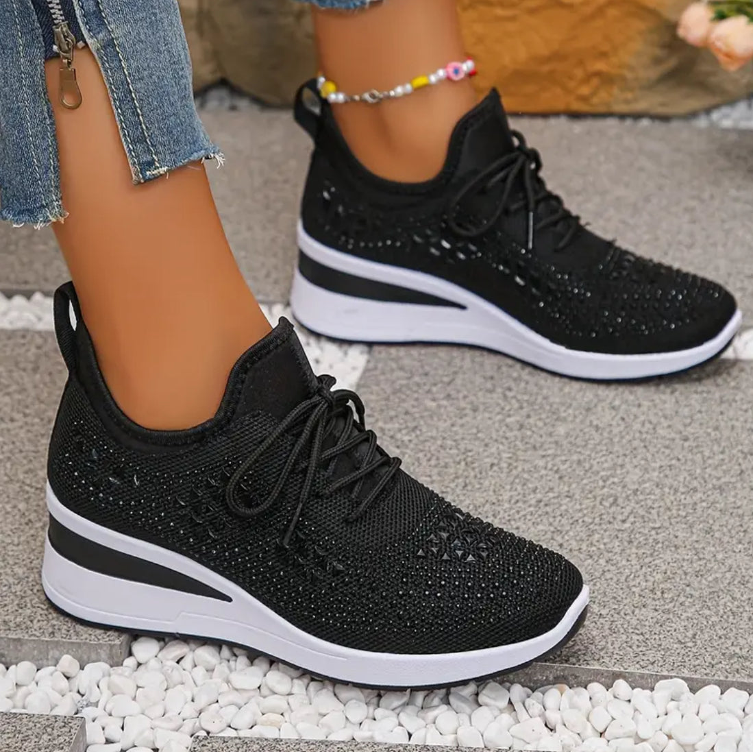 Jane™ – Damens Snörade Sneakers med Tjock Sula