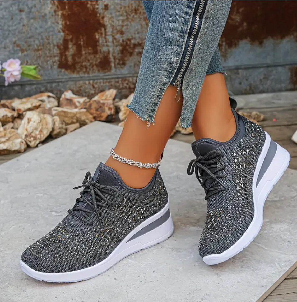 Jane™ – Damens Snörade Sneakers med Tjock Sula