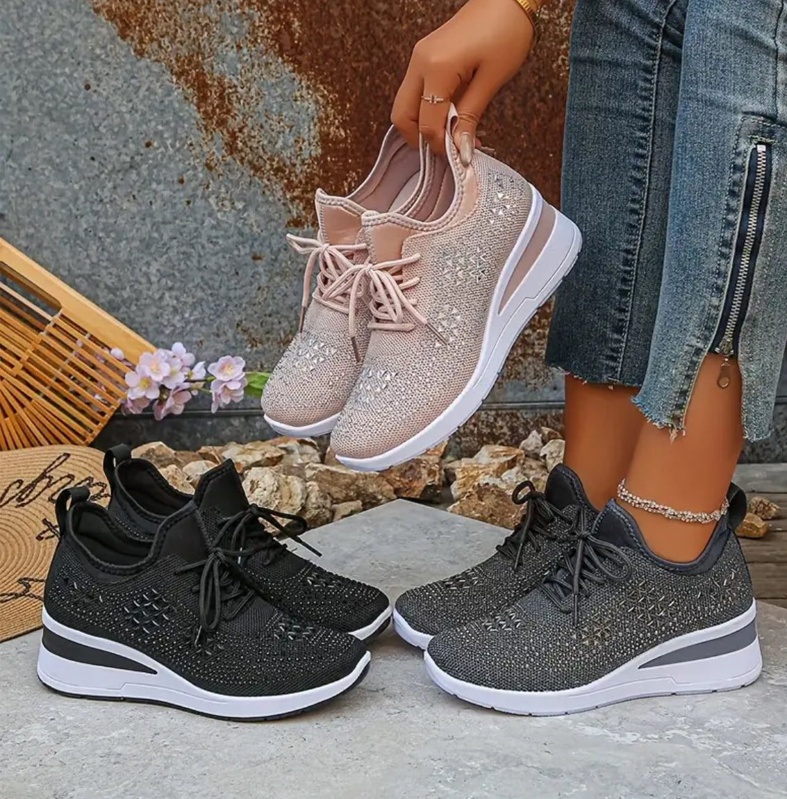 Jane™ – Damens Snörade Sneakers med Tjock Sula