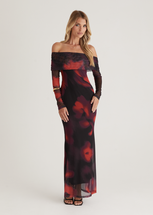 Sheena™ - Axelbandslös Maxiklänning med Nät för Dam