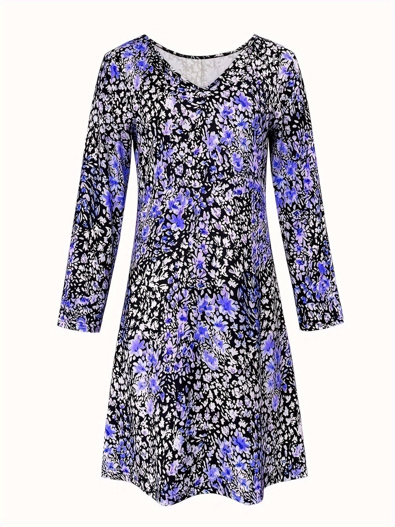 Kristina™ – Blommig V-ringad Klänning för Dam