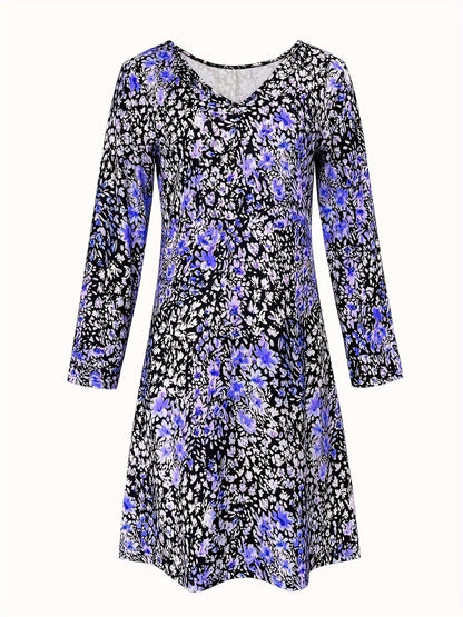 Kristina™ – Blommig V-ringad Klänning för Dam