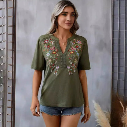 Alita™ – Broderad blommig skjorta för kvinnor