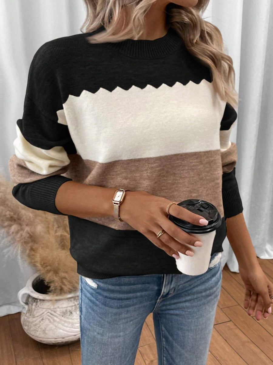 Leona™ - Randig Stickad Tröja